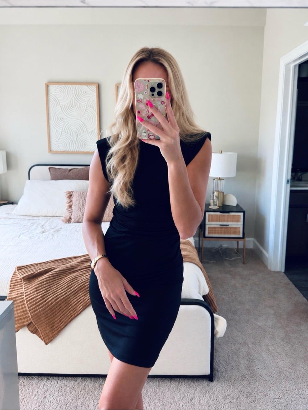 H&M Black Dress NWT | Shoulder Pads Cinched Waist Size XS